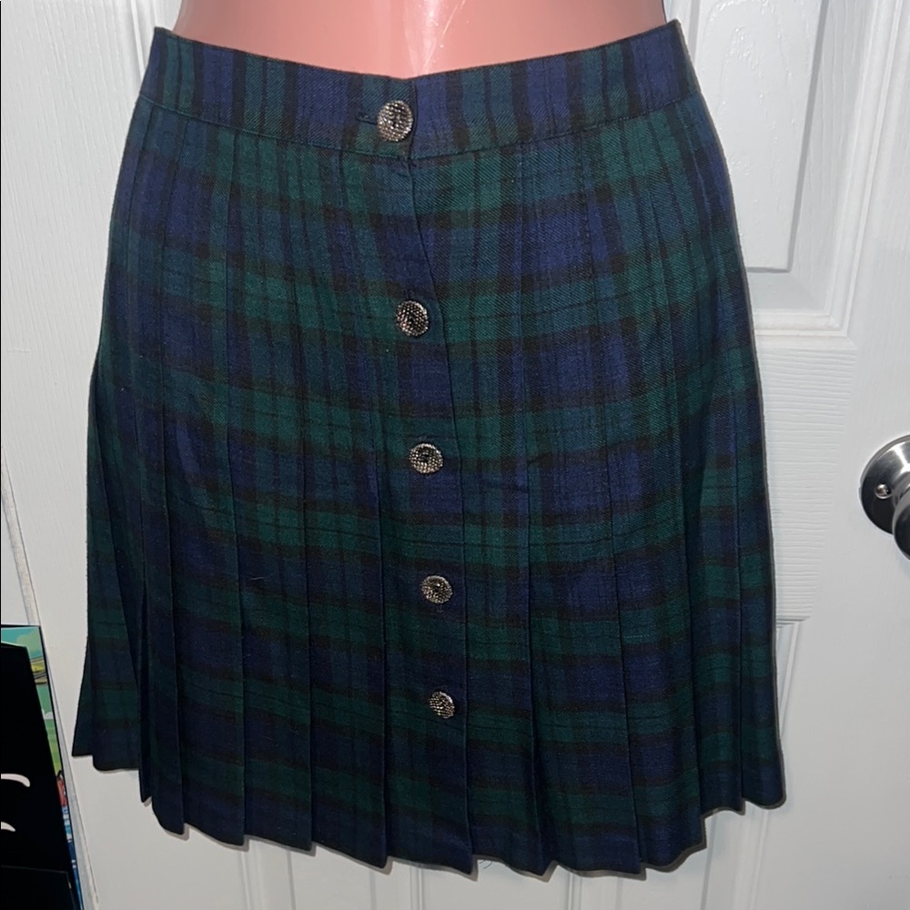 Plaid Button-Front Skirt